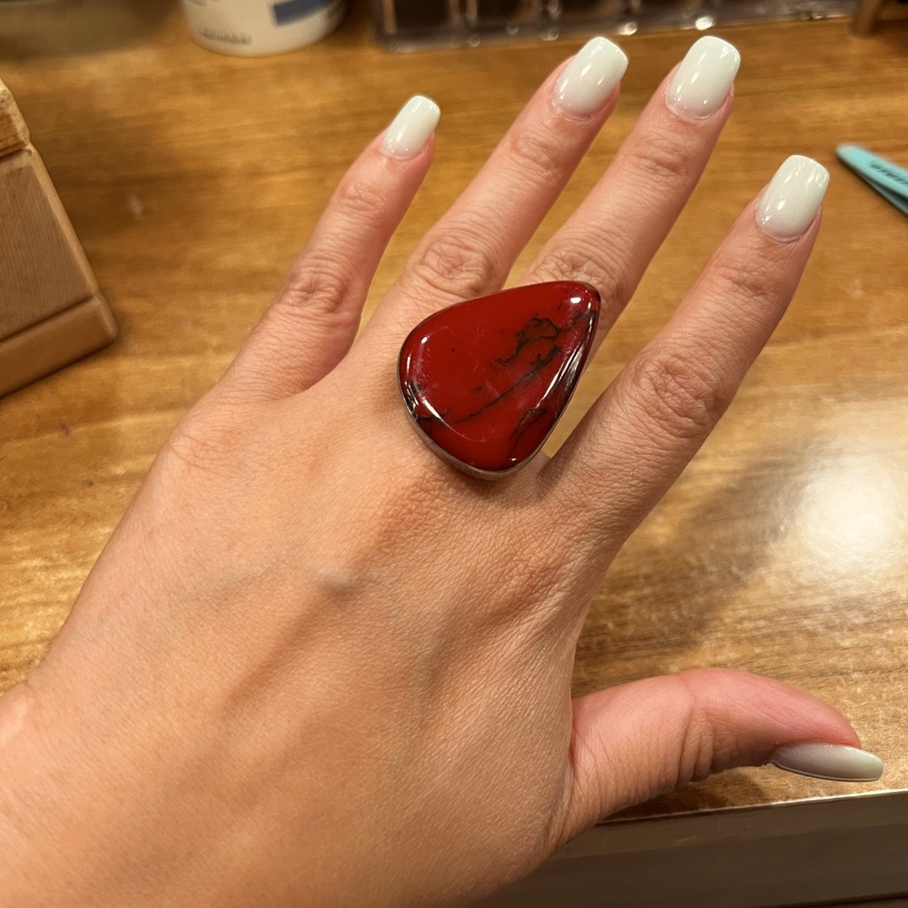 Red Bold Statement Ring - image 1